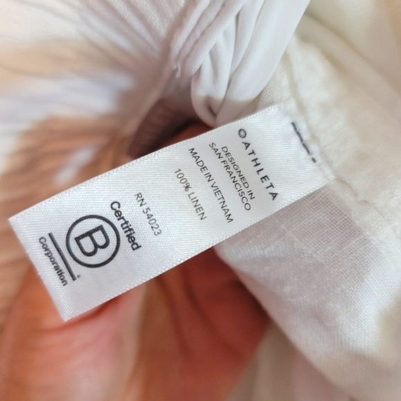 ATHLETA CABO LINEN WIDE LEG WHITE PANTS, SZ 14 - Picture 10 of 11